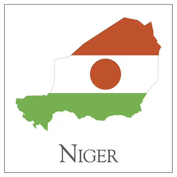 Vector illustration of Niger flag map