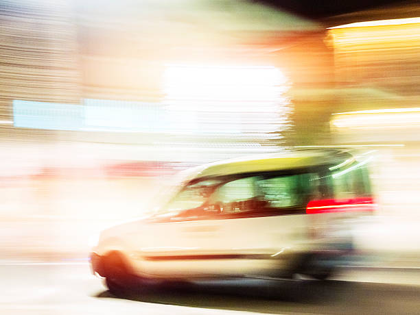 istock Speedy urban night delivery with mini van 466414449