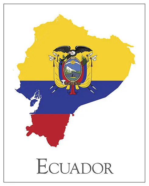 Vector illustration of Ecuador flag map