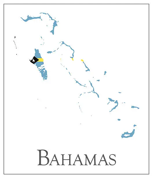 Vector illustration of Bahamas flag map