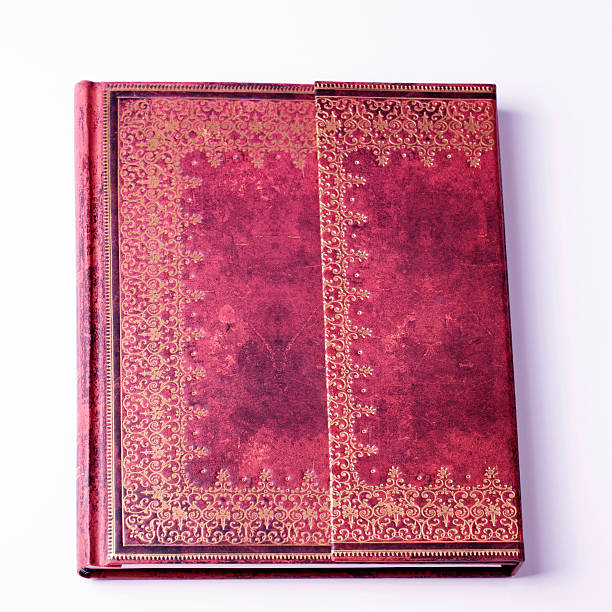 istock brown leather old note book with gold ornament 466414654