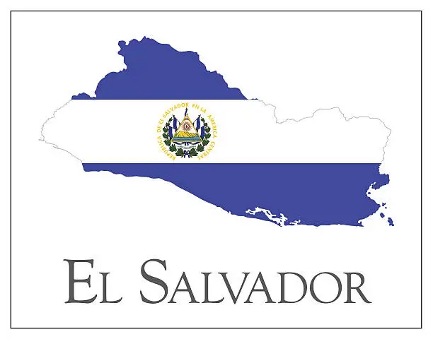 Vector illustration of El Salvador flag map