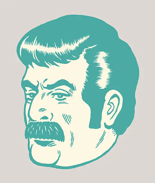 Vector illustration of Handsome Man with Sideburns and Mustache