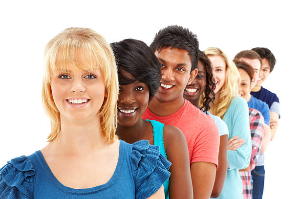 istock Multi-ethnic group of student standing in line 466418095