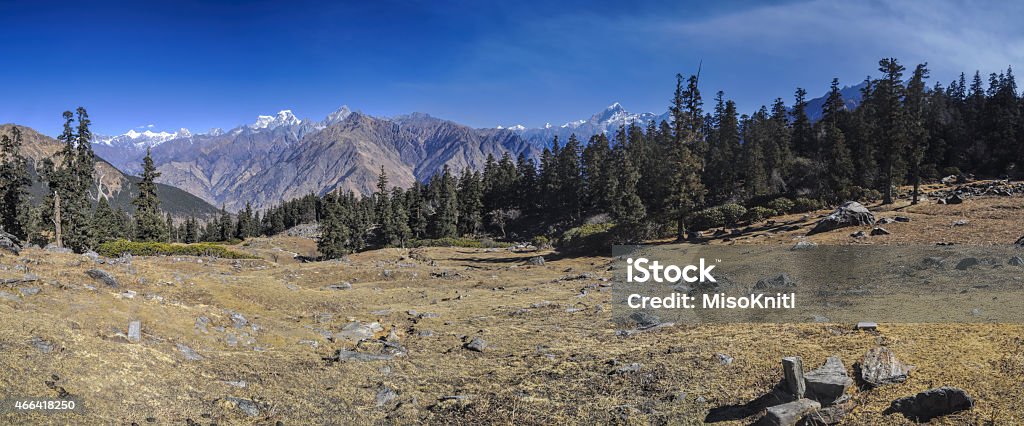 Kuari Pass Scenic panorama of Kuari Pass in Himalayas, India 2015 Stock Photo