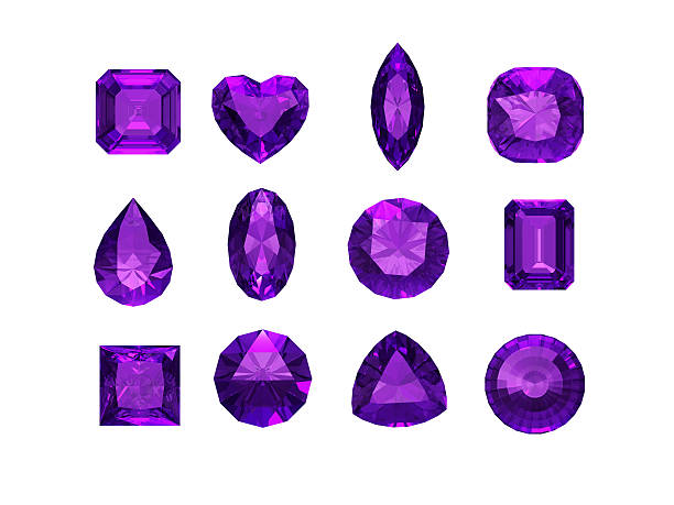 Group of  amethyst shape with clipping path stock photo