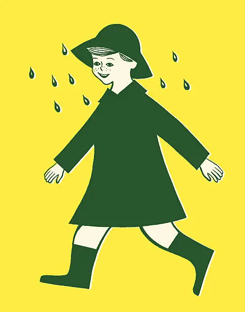 Vector illustration of Boy in Rain Gear