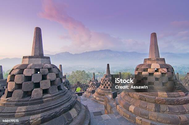 Sunrise Borobudur Temple Stupa In Yogyakarta Java Indonesia Stock Photo - Download Image Now