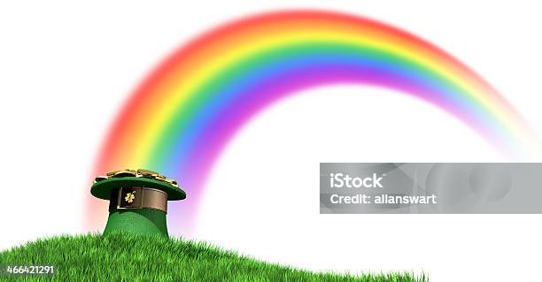 Leprechaun Hat With Gold On A Grassy Hill Stock Photo - Download Image Now - Bar - Drink Establishment, Blue, Celebration
