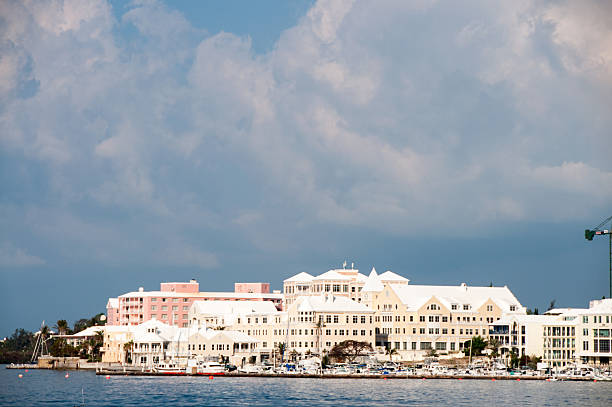 istock Hamilton, Bermuda, marina and surrounding condos and offices. 466423654