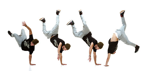 Four People Breakdancing Stock Photo - Download Image Now - Multiple Image,  Dancing, Photography - iStock