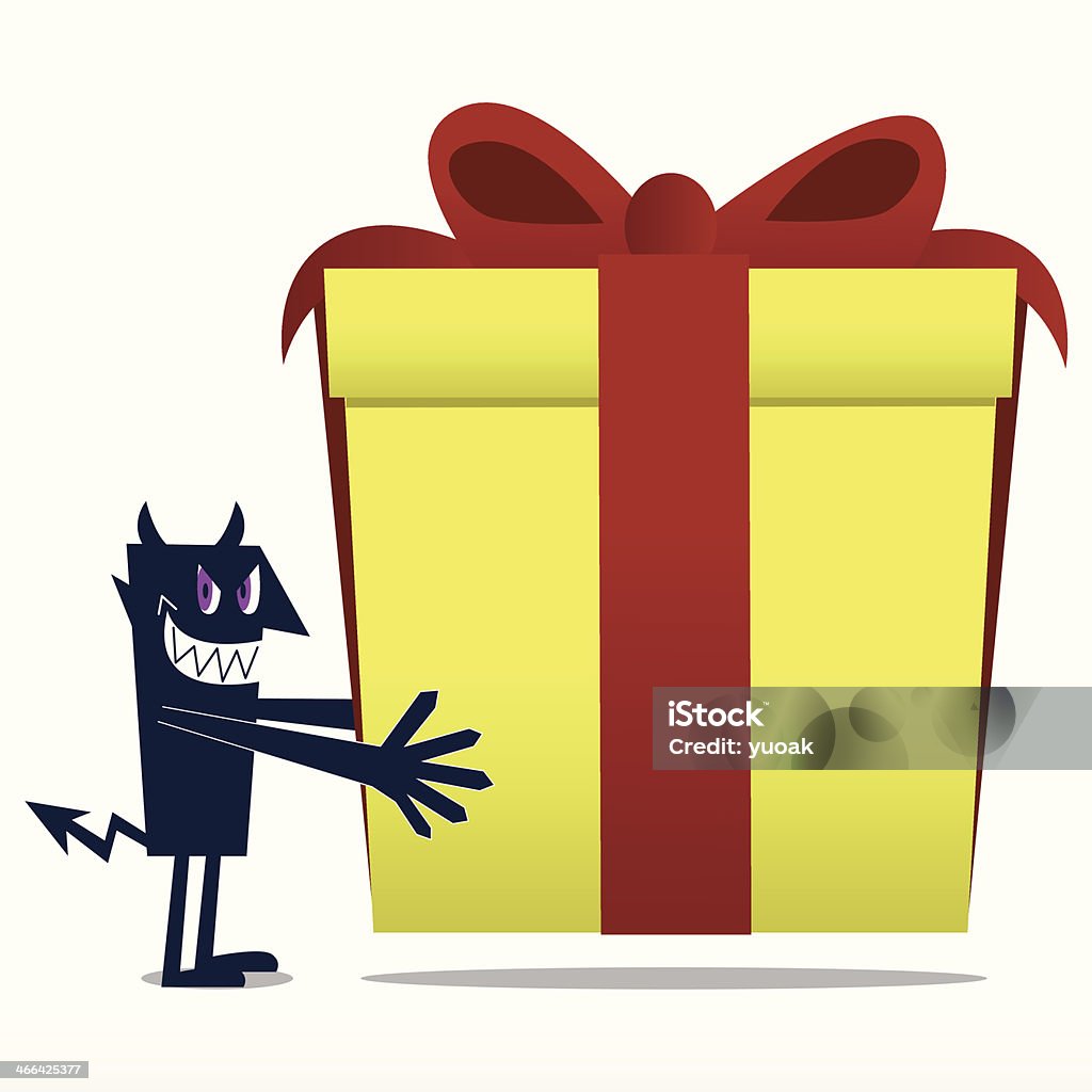 Diable porter un cadeau - clipart vectoriel de Escroc libre de droits