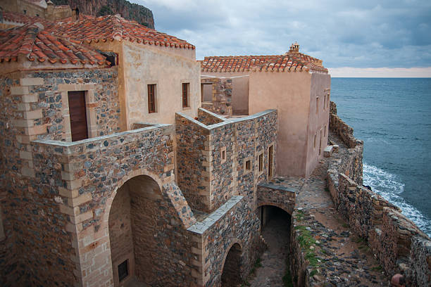 Cityscape at medieval town of Monemvasia, Peloponnese, Greece