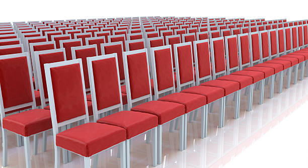 赤い椅子を列 - velvet red center textile ストックフォトと画像
