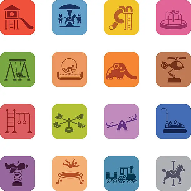 Vector illustration of Colorful Playground Icons Set