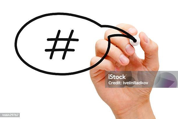 Hashtag Speech Bubble Concepts Stock Photo - Download Image Now - Announcement Message, Balloon, Brand Name Online Messaging Platform