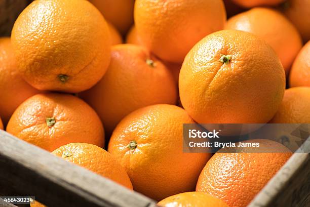 Navel Oranges In A Wooden Crate Stock Photo - Download Image Now - Orange - Fruit, Navel Orange, Orange Color