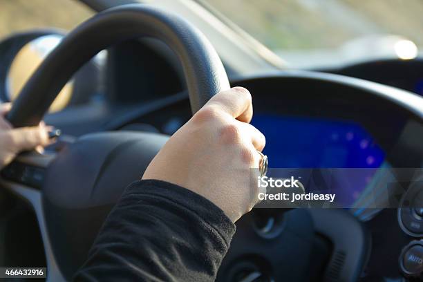 Driving A Steering Wheel Car Stock Photo - Download Image Now - 2015, Adult, Black Color