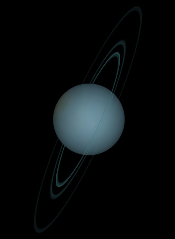 Uranus and rings isolated in black