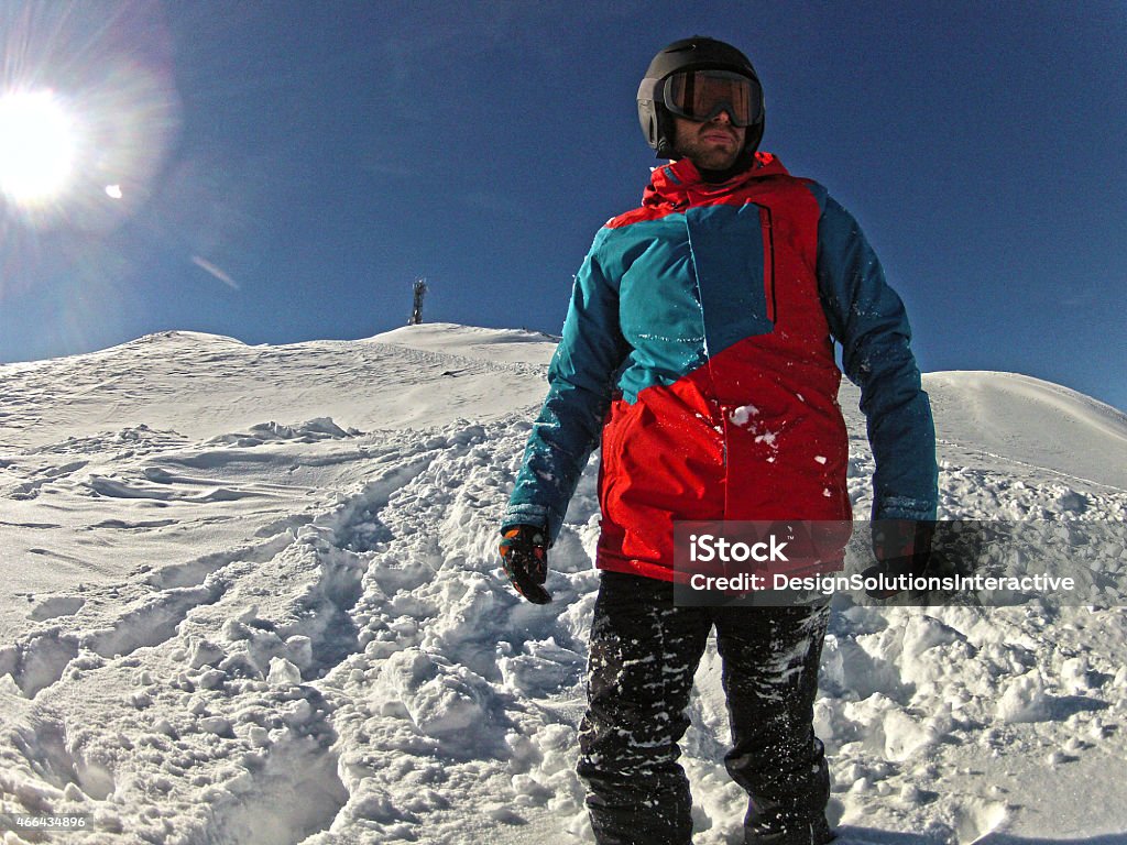 Man and Alps In Winter 2015 Stock Photo
