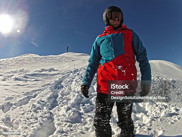 Man And Alps In Winter Stock Photo - Download Image Now - 2015, Activity, Adult