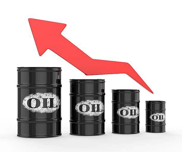 istock Oil Barrels with Red Arrow Up 466437768