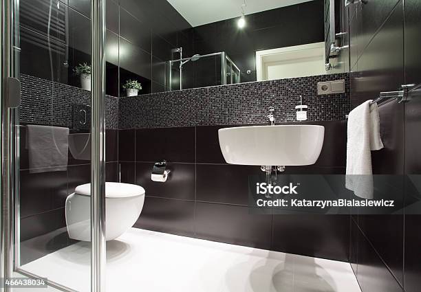 Modern Bathroom In Apartment Stock Photo - Download Image Now - 2015, Apartment, Architecture
