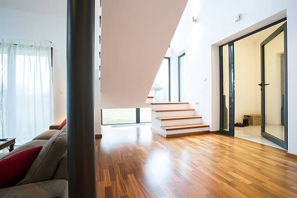 istock Wooden staircase in apartment 466441088