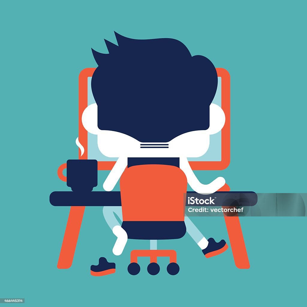 Using Computer A Banker Cartoon Businessman Using Computer Cartoon Eps Stock Illustration - Download ...
