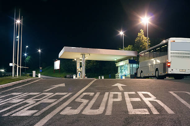 istock Gas station at night 466445668