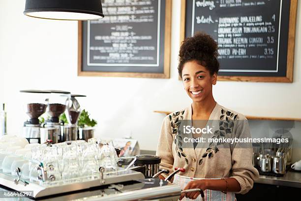 Female Owner In Coffee Shop Stock Photo - Download Image Now - Owner, African-American Ethnicity, Small Business