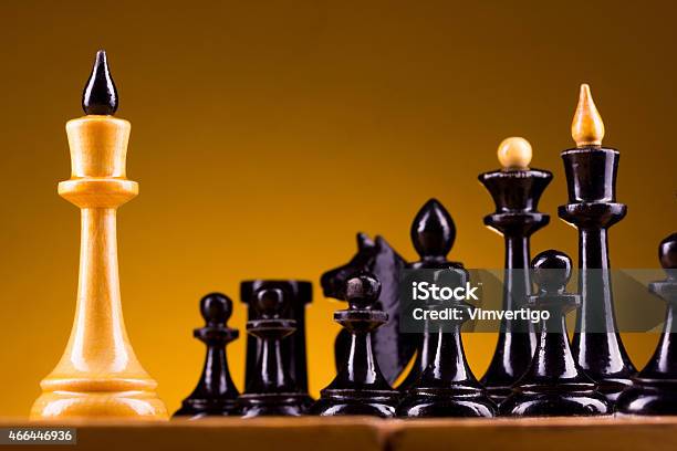 Chess Face To Face Copy Space For Text Stock Photo - Download Image Now - 2015, Black And White, Chess