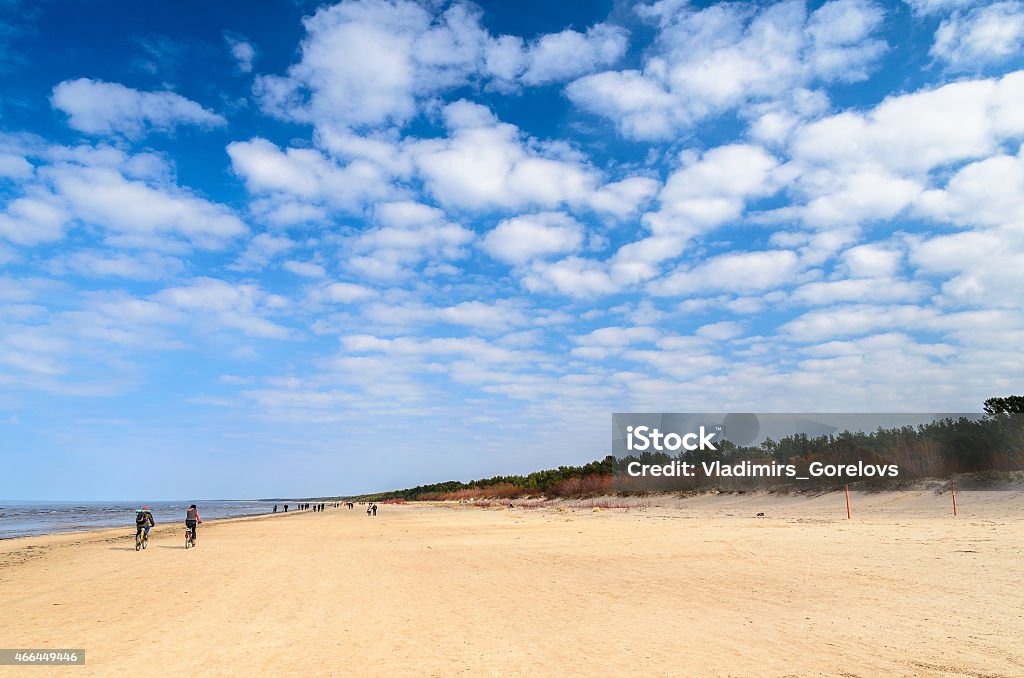 Cloudy sky and sandy beach of Baltic sea near Riga City Stock Photo