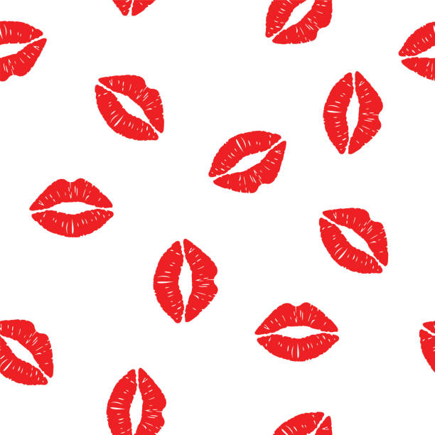 seamless background with kisses seamless background with the imprint kisses lipstick kiss stock illustrations