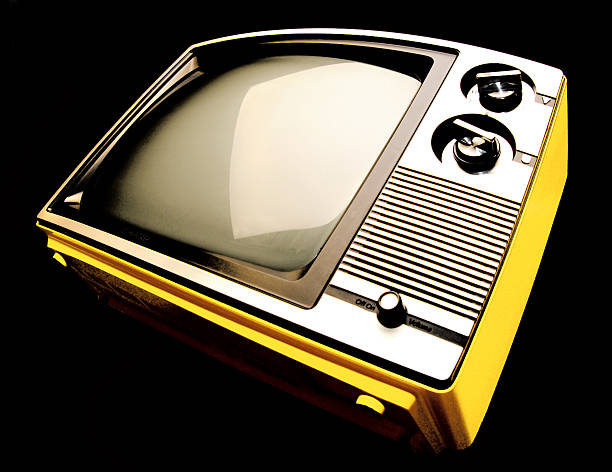 Yellow Retro TV stock photo