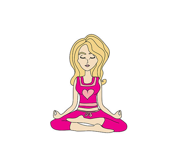 illustrazioni stock, clip art, cartoni animati e icone di tendenza di yoga ragazza in posa del loto - meditating practicing yoga body