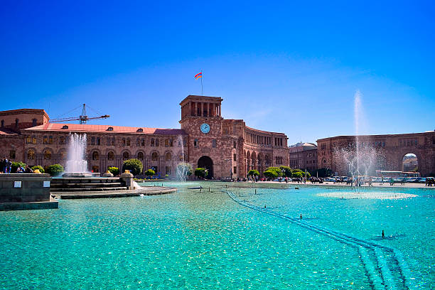 istock Yerevan, central plaza with fountains 466453916