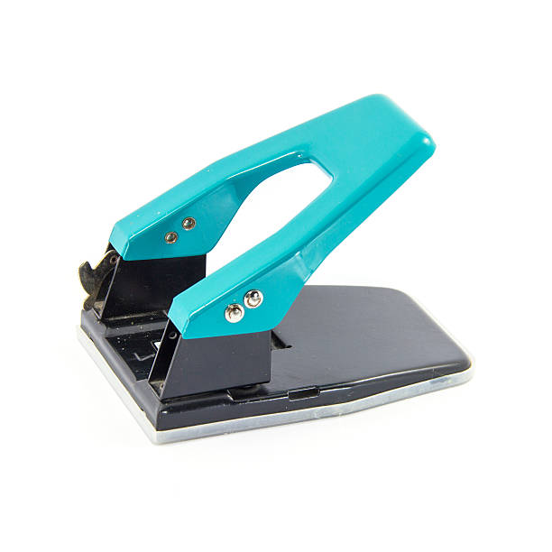 istock Top of blue paper drilling machine on white background 466454026
