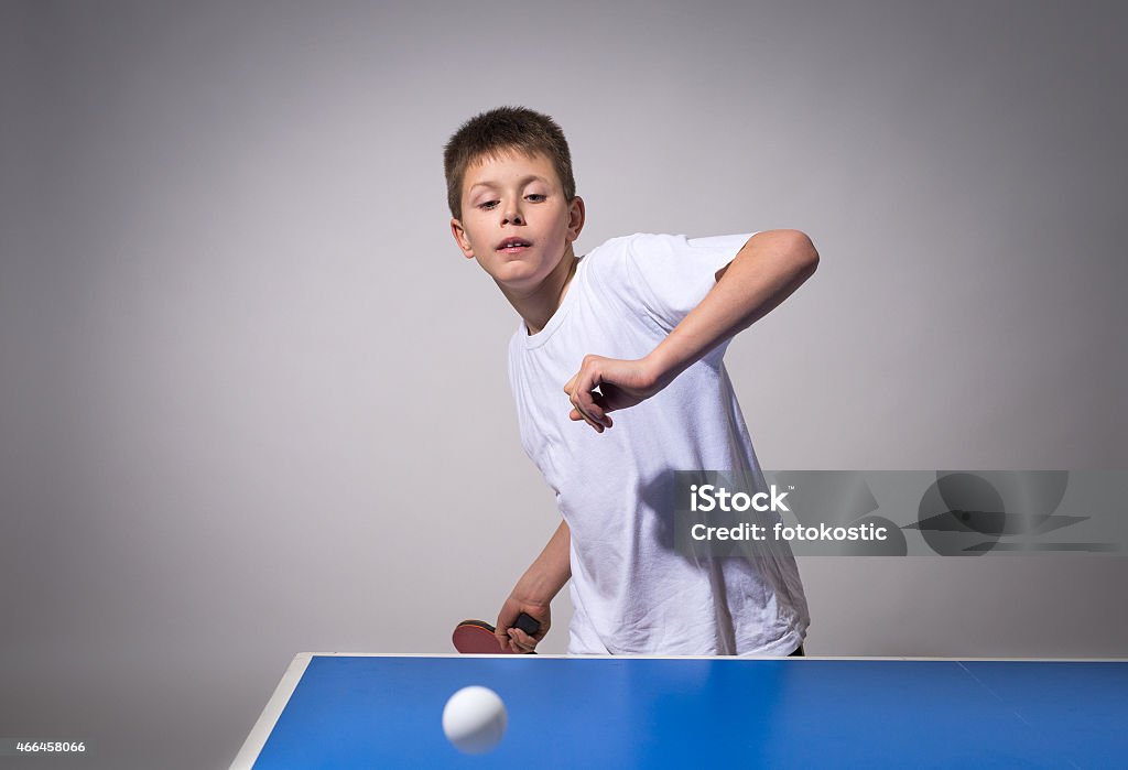 table tennis little boy playing table tennis 2015 Stock Photo