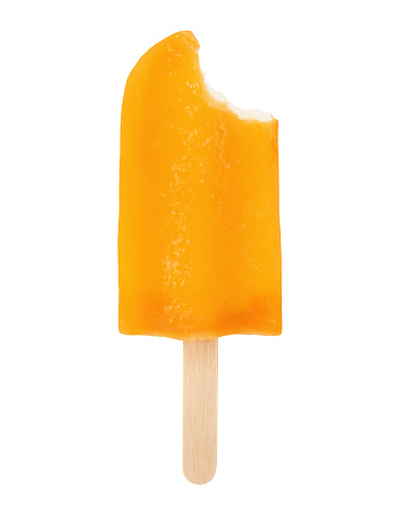 Bitten Orange Ice Cream Pop isolated on white