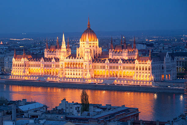 istock The Parliament in Budapest, night view 466458518