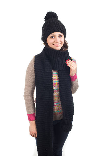 istock Beautiful girl in winter clothes in studio 466461036