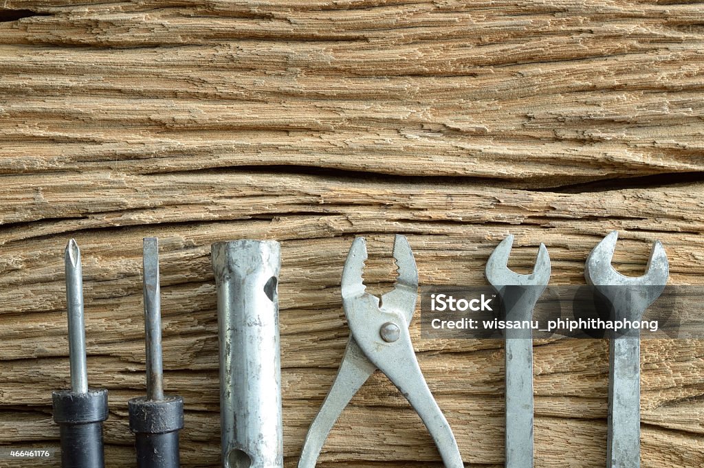 old tools set of old tools on the wooden background 2015 Stock Photo