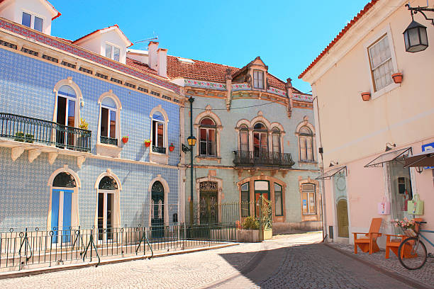 Medieval casas de Alcobaça, Portugal - fotografia de stock