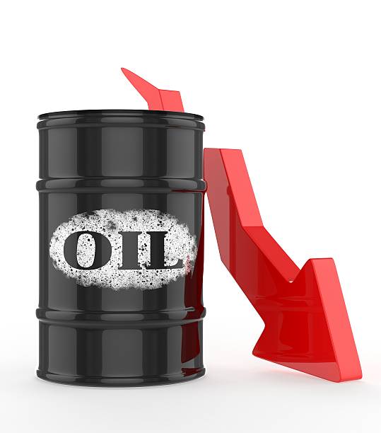 istock Oil Barrels with Red Arrow down 466461538