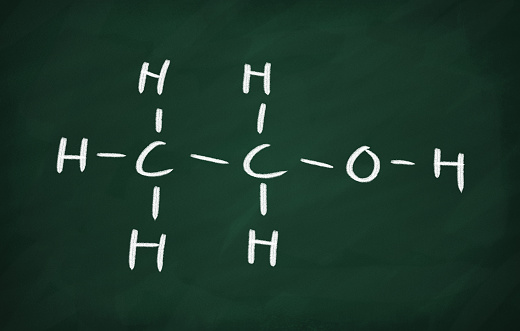 On the blackboard draw ethanol structural formula