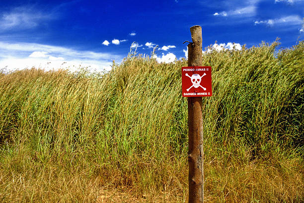 Angola Minefield Mine Field in Huambo Angola. land mine stock pictures, royalty-free photos & images
