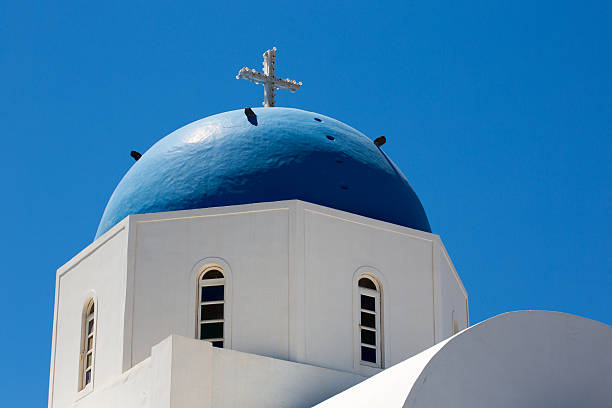istock Orthodox church with blue rood and bue sky 466464637