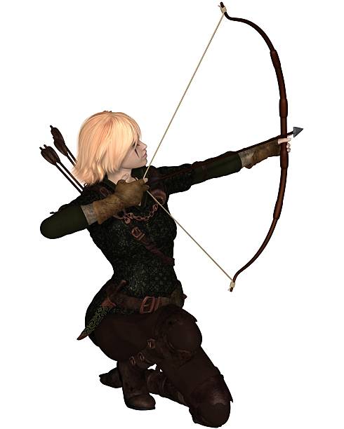 istock Blonde Female Archer Kneeling 466464959