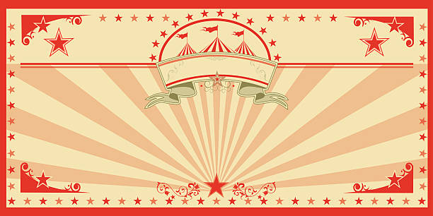 Circus card red vintage An invitation card for your circus company. circus tent illustrations stock illustrations